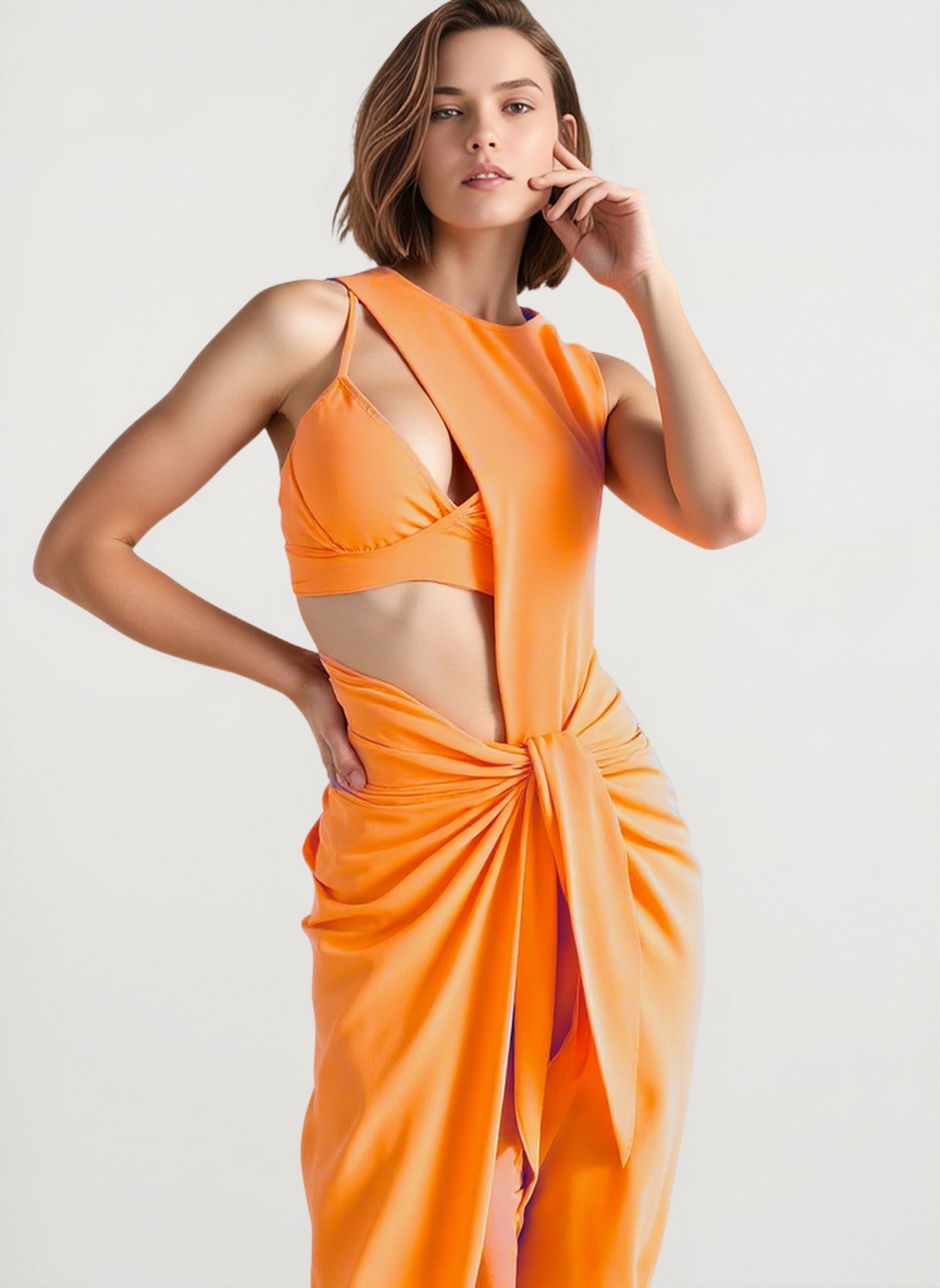 Push Up Bikini Set with Linen Three Piece Swimsuit