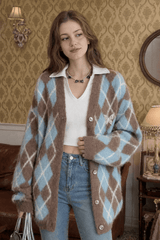 Relaxed Diamond Pattern Cardigan