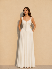 Lace Knit Cami Slit Flowy Maxi Dress