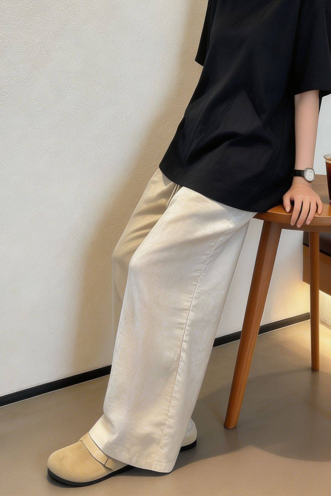 Breezy Linen Blend Straight Leg Casual Pants