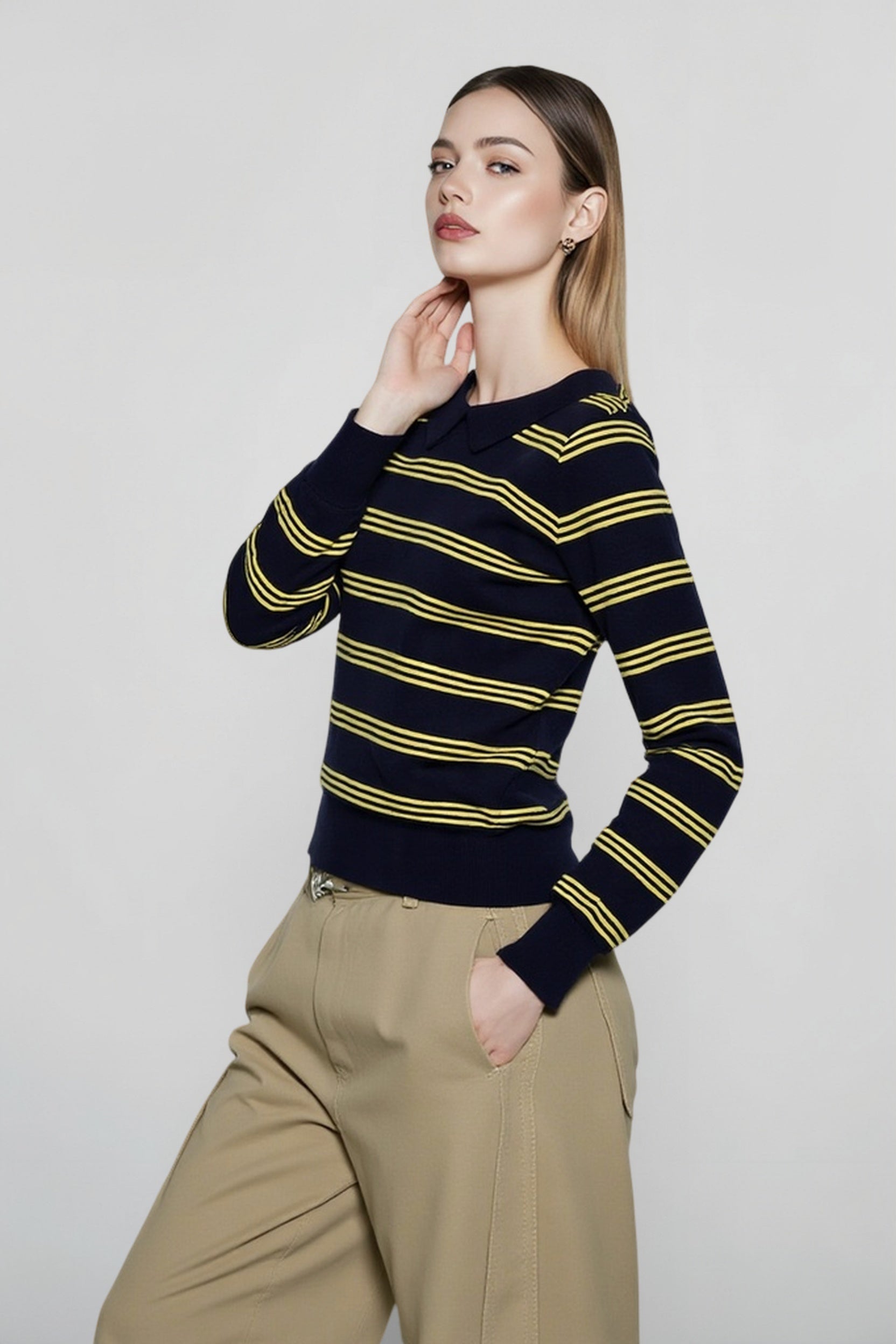Relaxed Fit Striped Knit Top