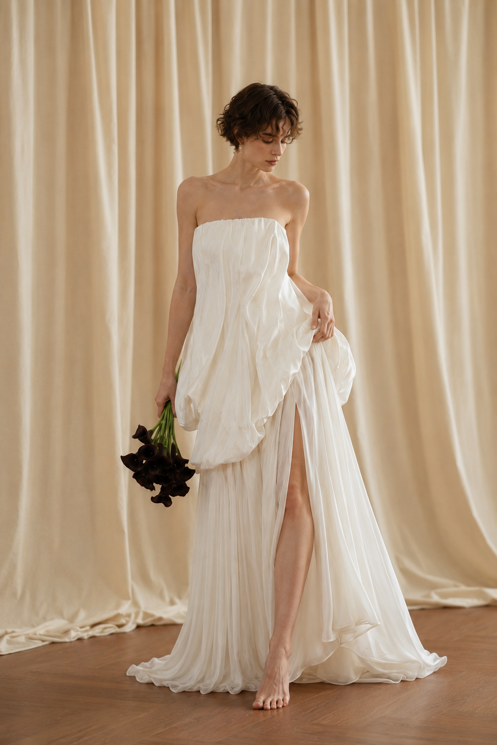 Minimalist Loose Elegant Flowy Reception Dress