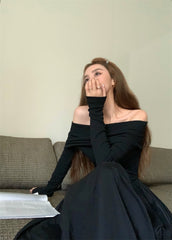 Off Shoulder Criss Cross Long Dress