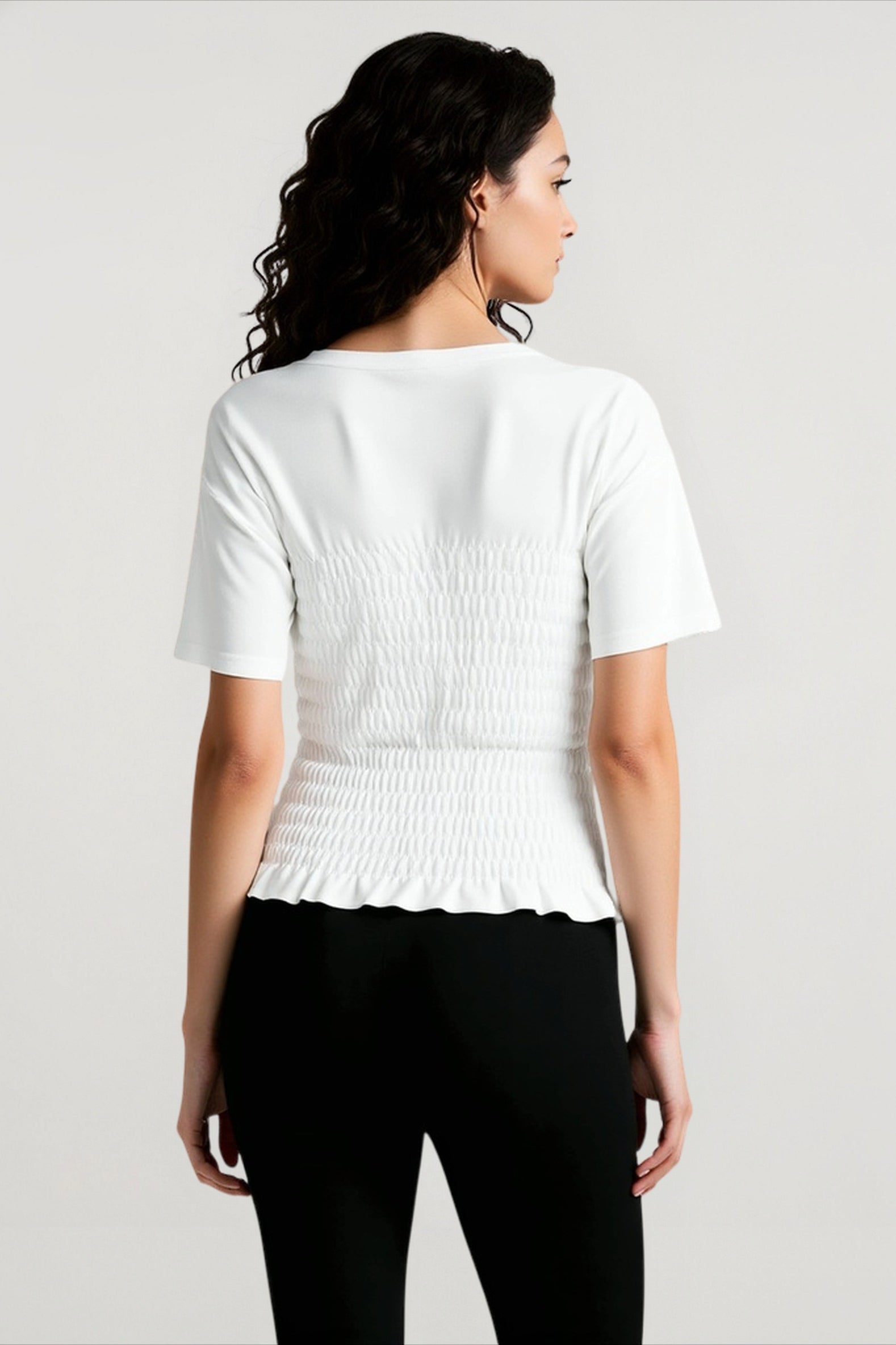 Ruched Waist Puff Hem T-shirts