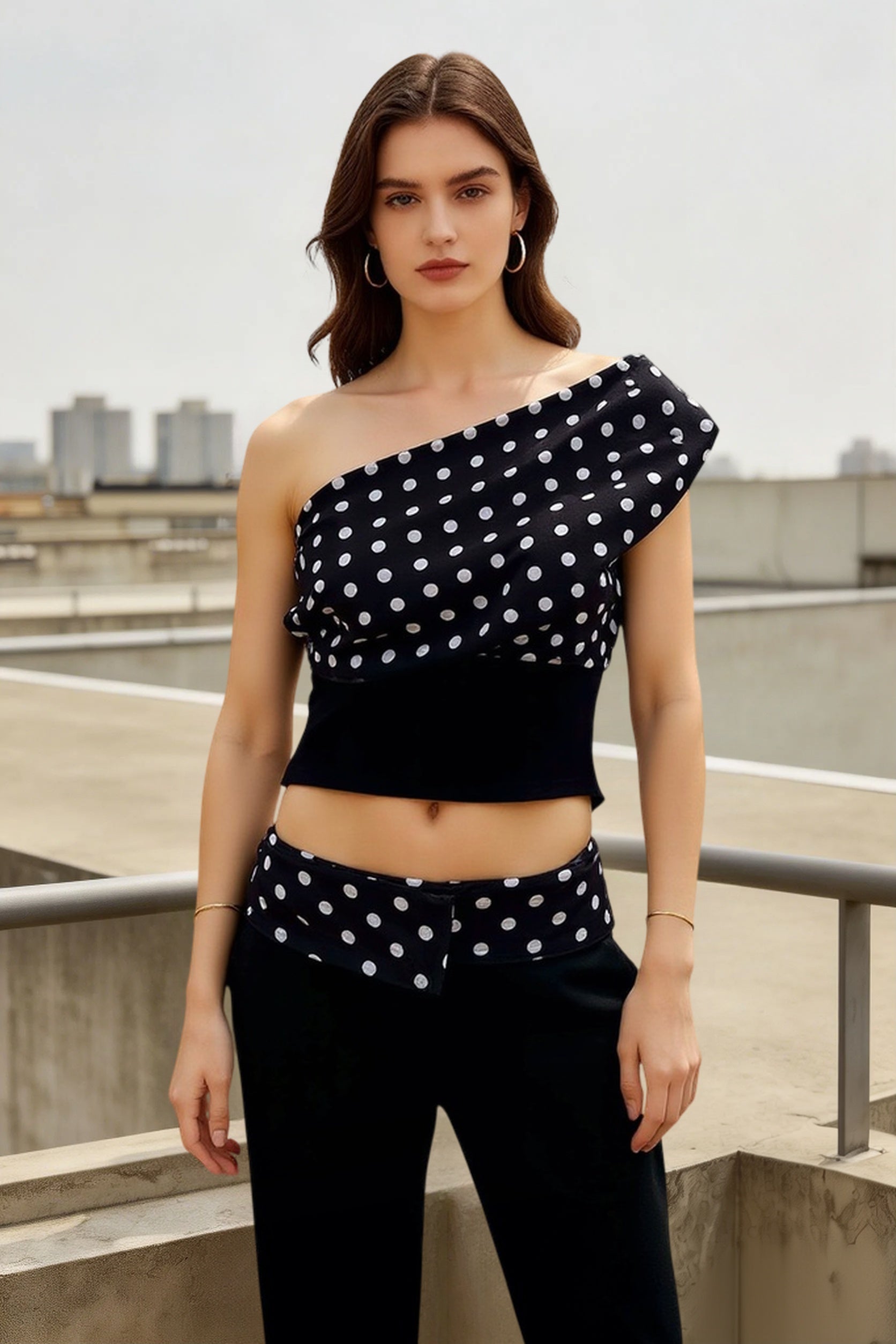 Polka Dot Off Shoulder Cami Top