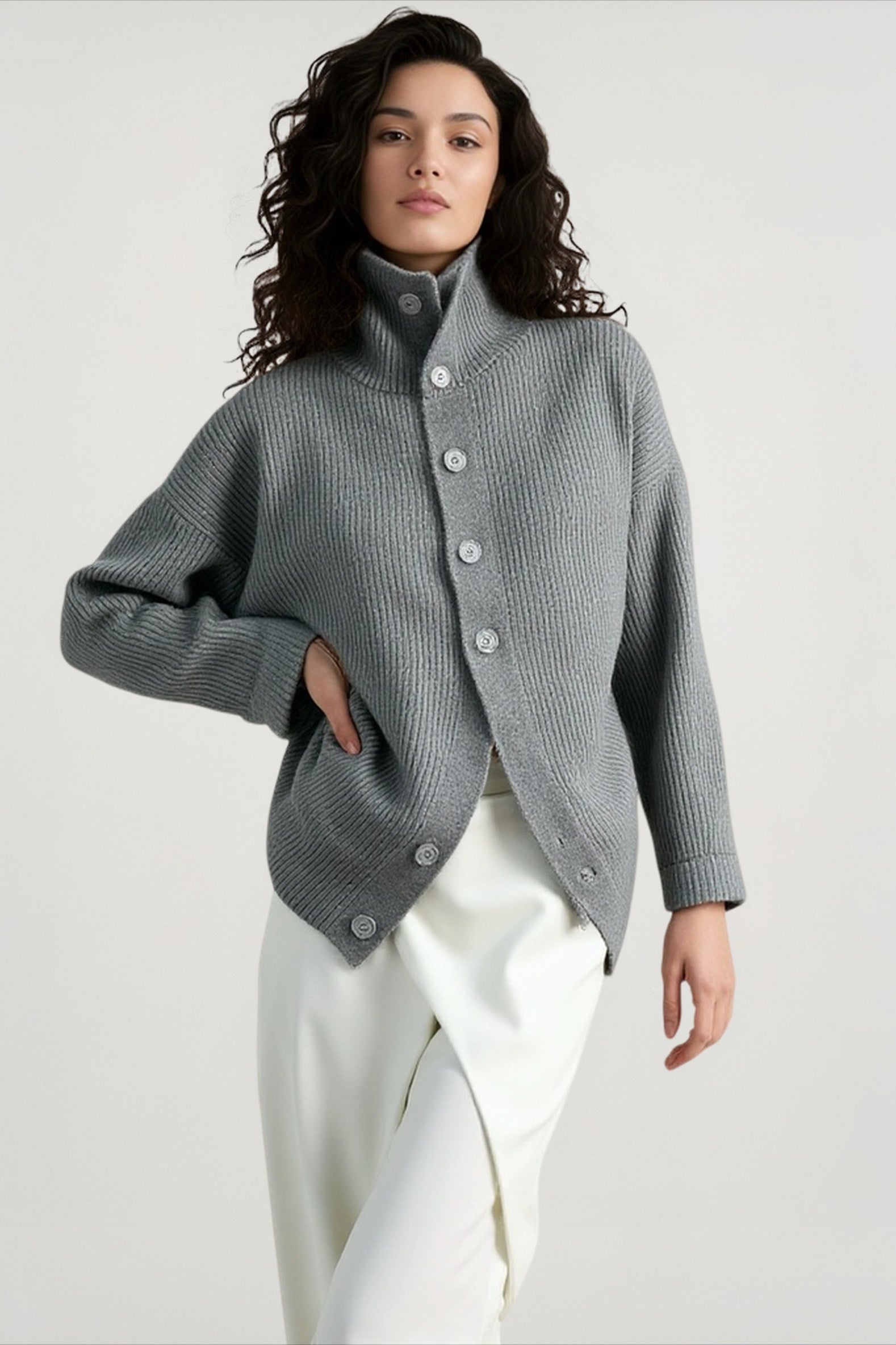 Ribbed Single Breasted Cardigan