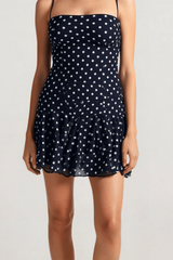 Polka Dot Halter Neck Backless Bodycon Mini Dress