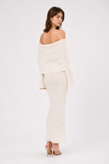 Off Shoulder One Shoulder Knit Sweater Dress