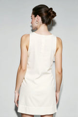Pure Linen Crew Neck Tank Vacation Dress