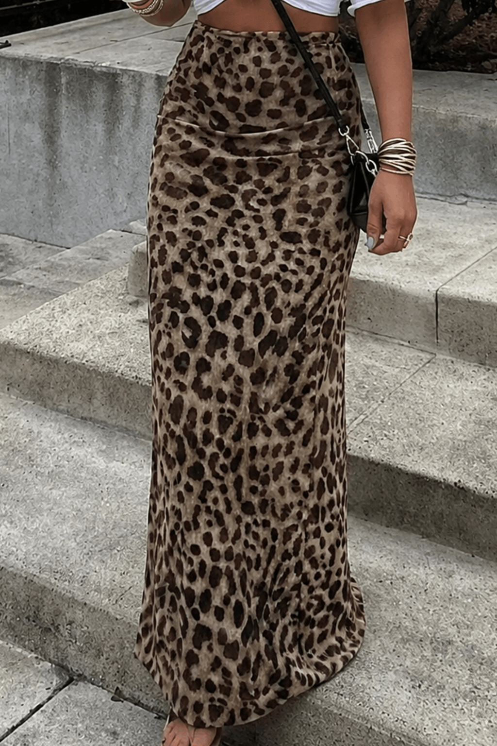 Elegant Leopard Print Slim A-Line Skirt