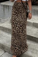 Elegant Leopard Print Slim A-Line Skirt