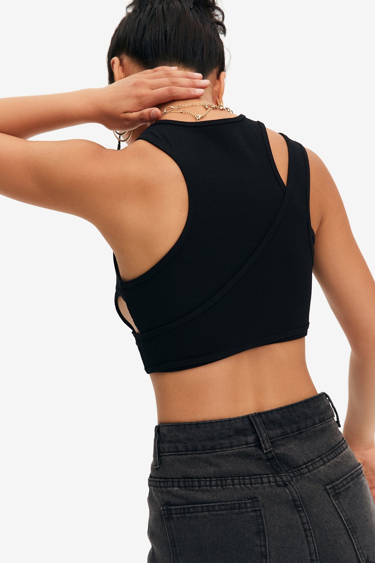 Solid Cut Out Ribbed Crop Top