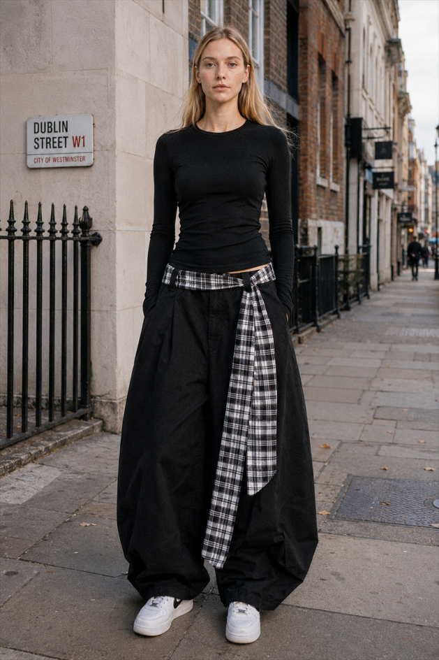 Vintage Layered Wide-Leg Palazzo Pants