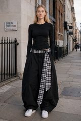 Vintage Layered Wide-Leg Palazzo Pants