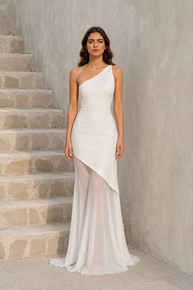 One Shoulder Sleeveless Backless Slim Mesh Tie Maxi Dress