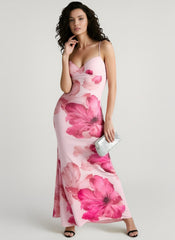 Slim Backless Print Cami Vacation Dress