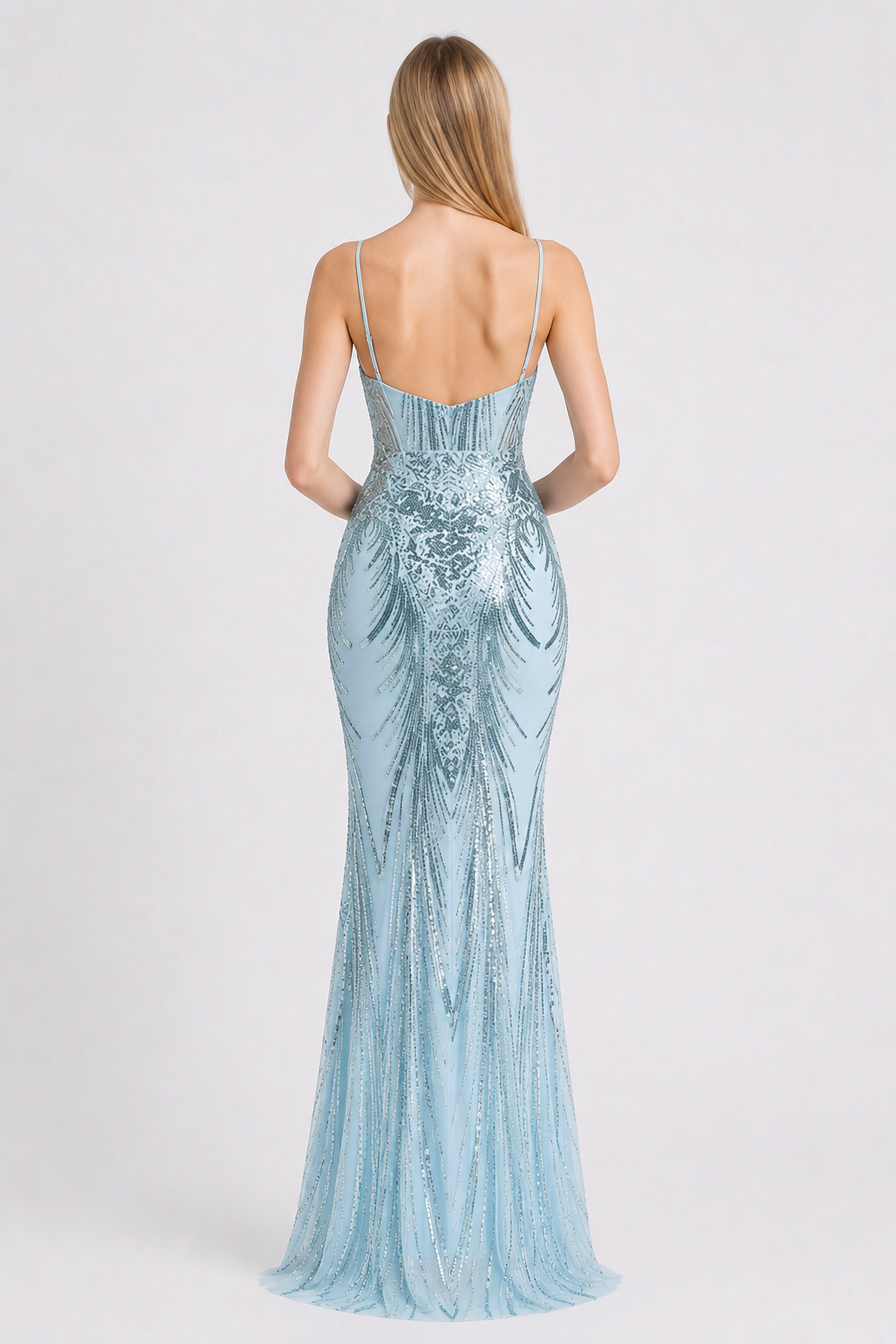 Boned Sequin Embroidered Formal Dress