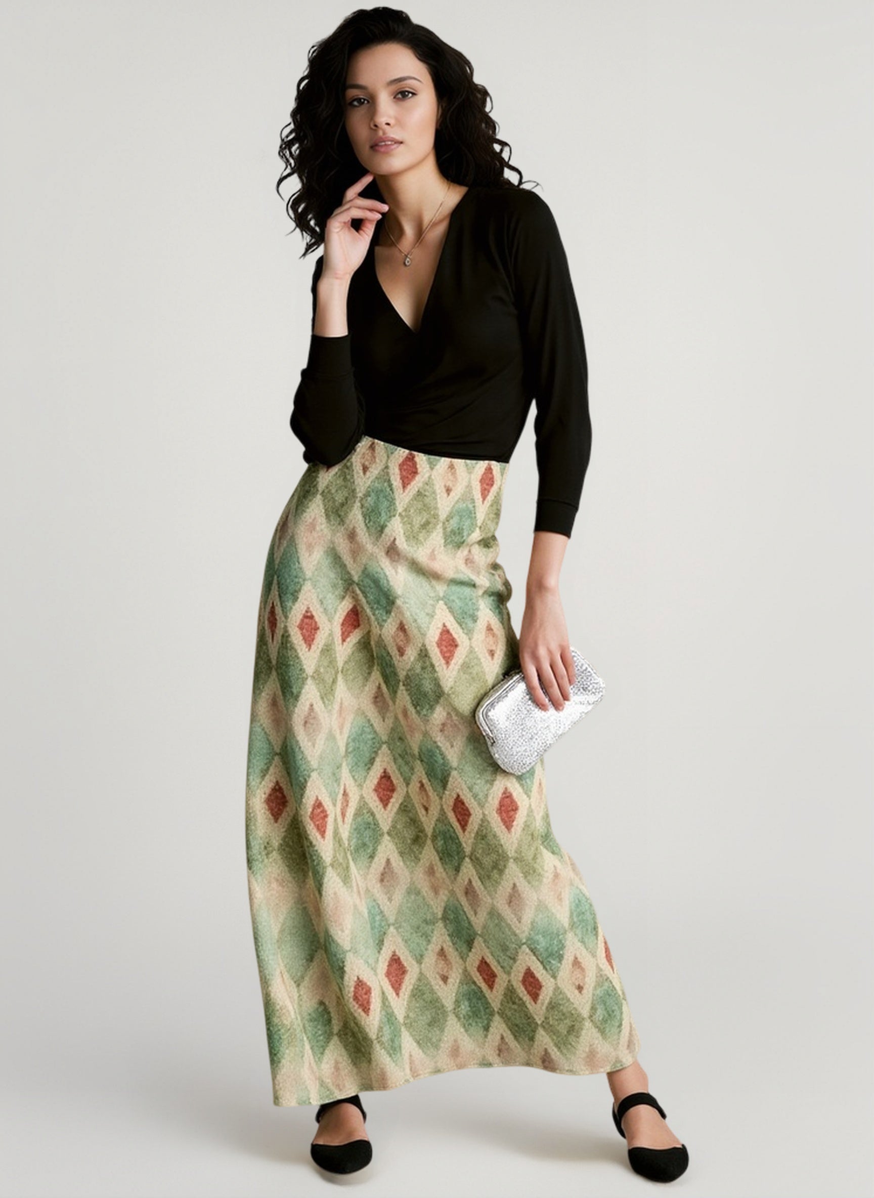 Boho Print Draped Vacation Skirt