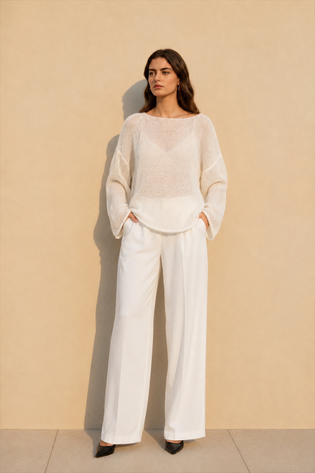 Hollow Out Bell Sleeve Knit Sweater