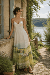Oil Painting Scenic Cami Elegant Maxi Dress