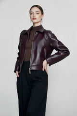 Vintage Notch Lapel Leather Jacket