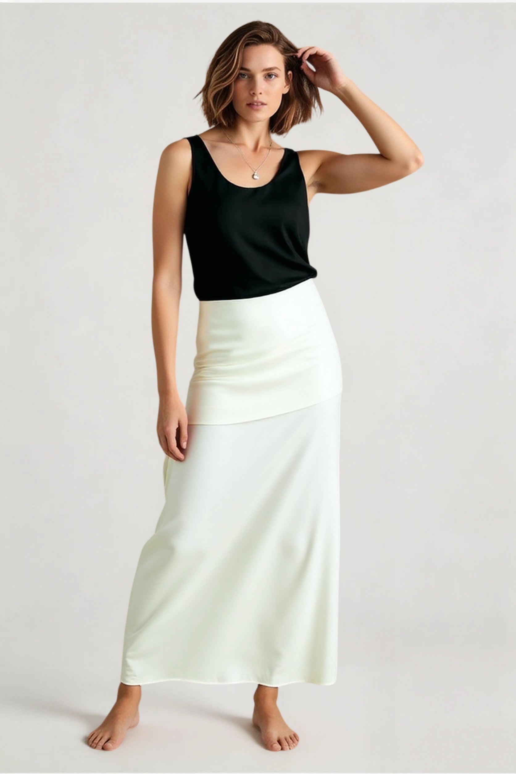 Vintage Satin High-Waist Maxi Skirt