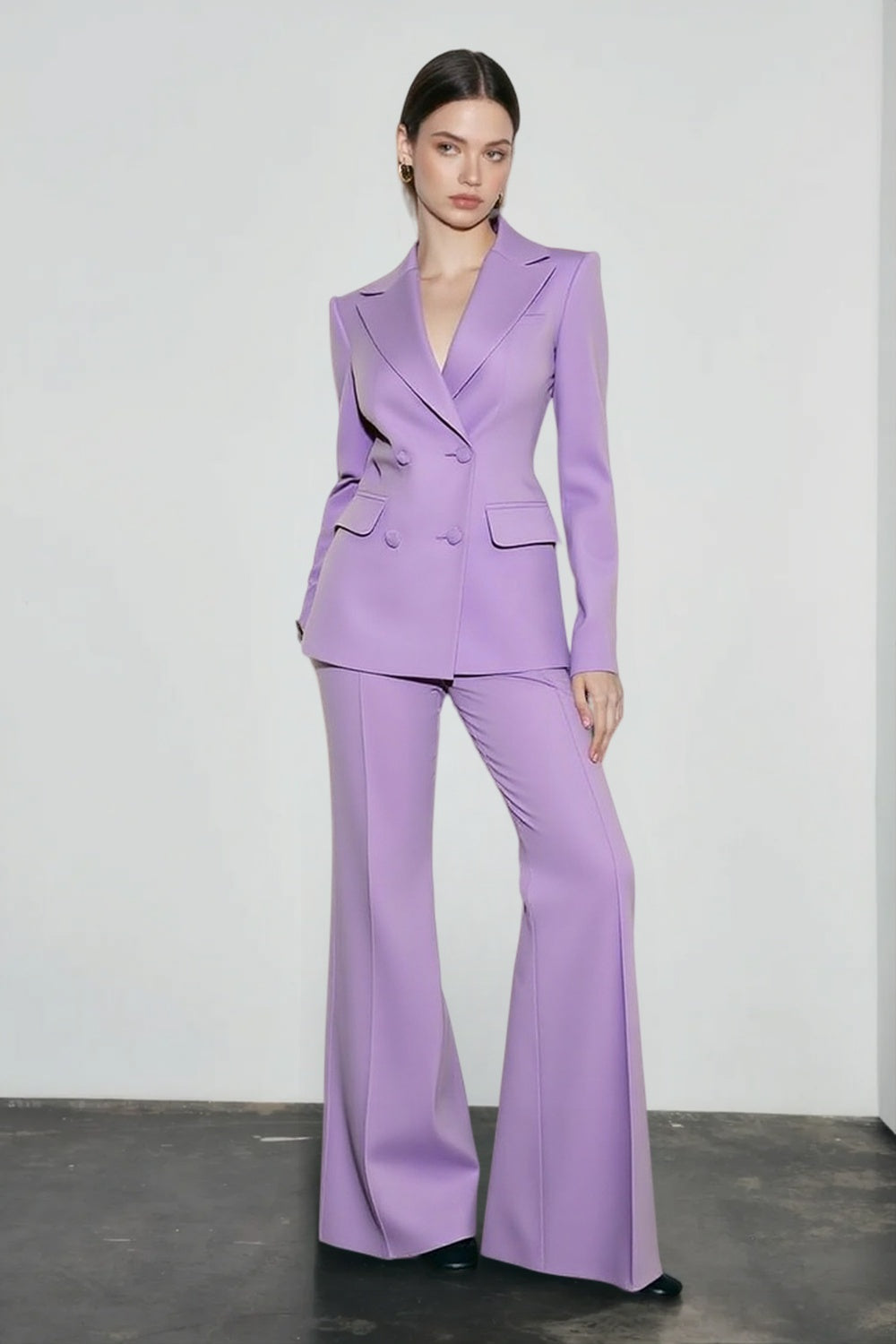 Purple Double Breasted Pant Suit