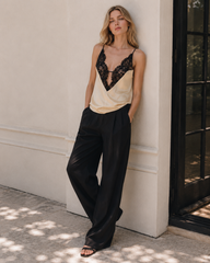 Sexy Lace Patchwork Deep V Neck Cami Top