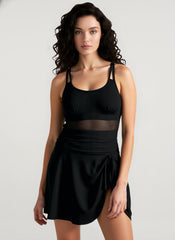 Black Mesh Patchwork One Piece Swimsuit