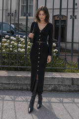 Long Sleeve Button Sweater Dress