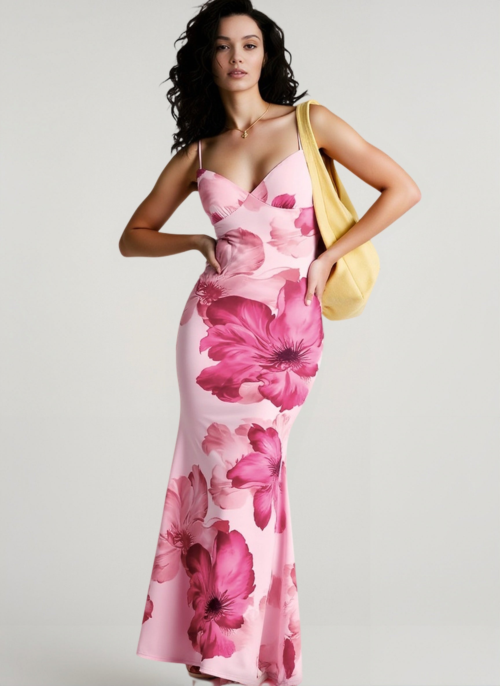 Slim Backless Print Cami Vacation Dress