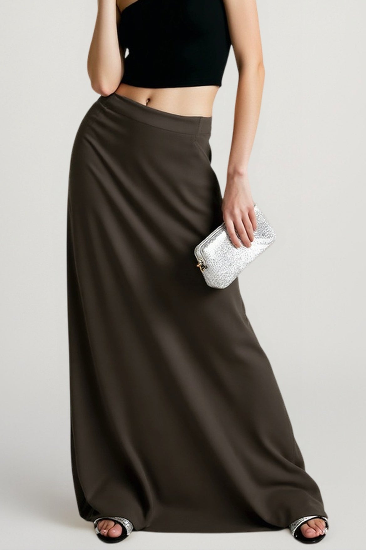 American Retro Solid Color Draped Skirt