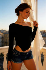 Asymmetrical Neck Slim Fit Sweater