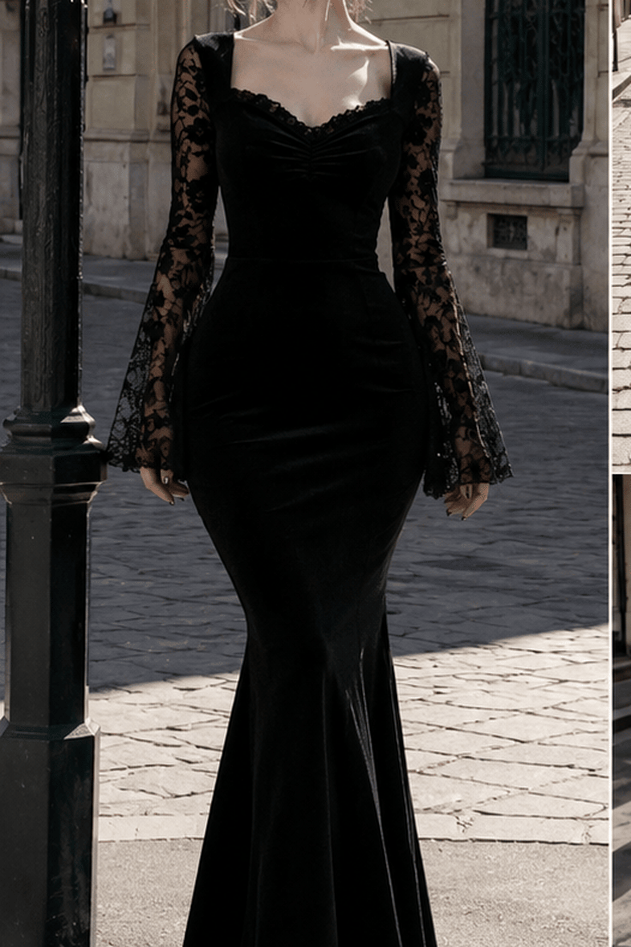 Flare Sleeve Lace Gothic Dress