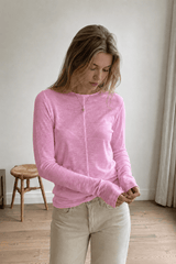 White Crew Neck Long-Sleeve Layering Knit Top