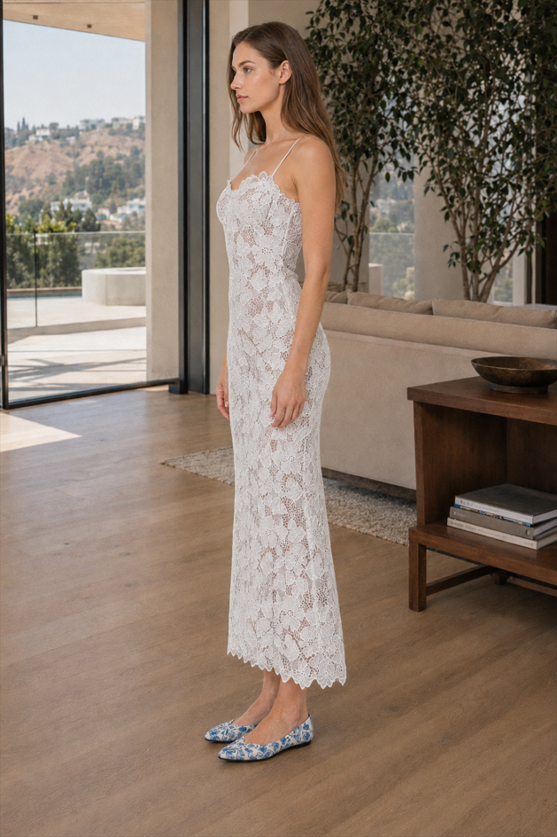 Lace Mesh Cami Maxi Dress