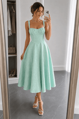 Jacquard Spaghetti Strap Cocktail Dress