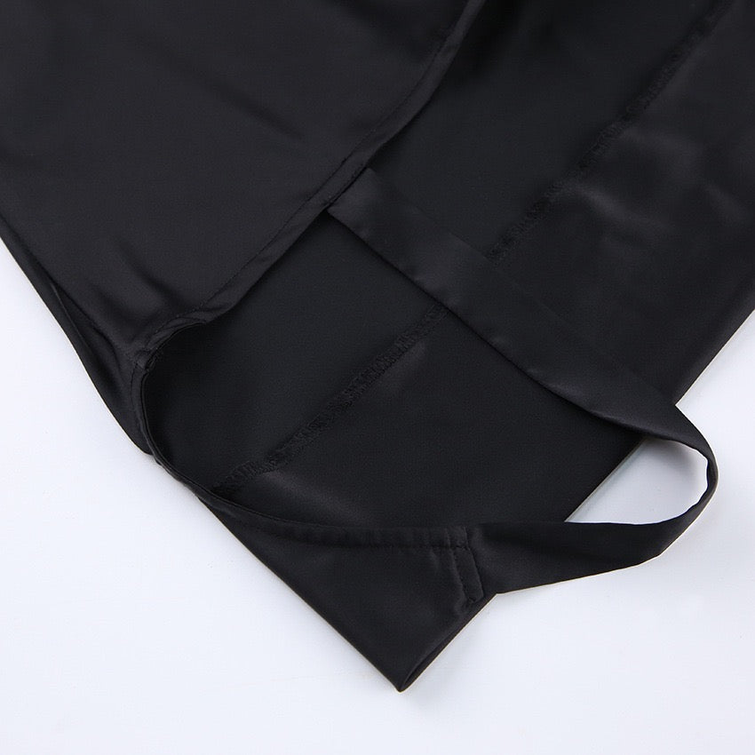 Cowl-Neck Satin Midaxi Dress in Black
