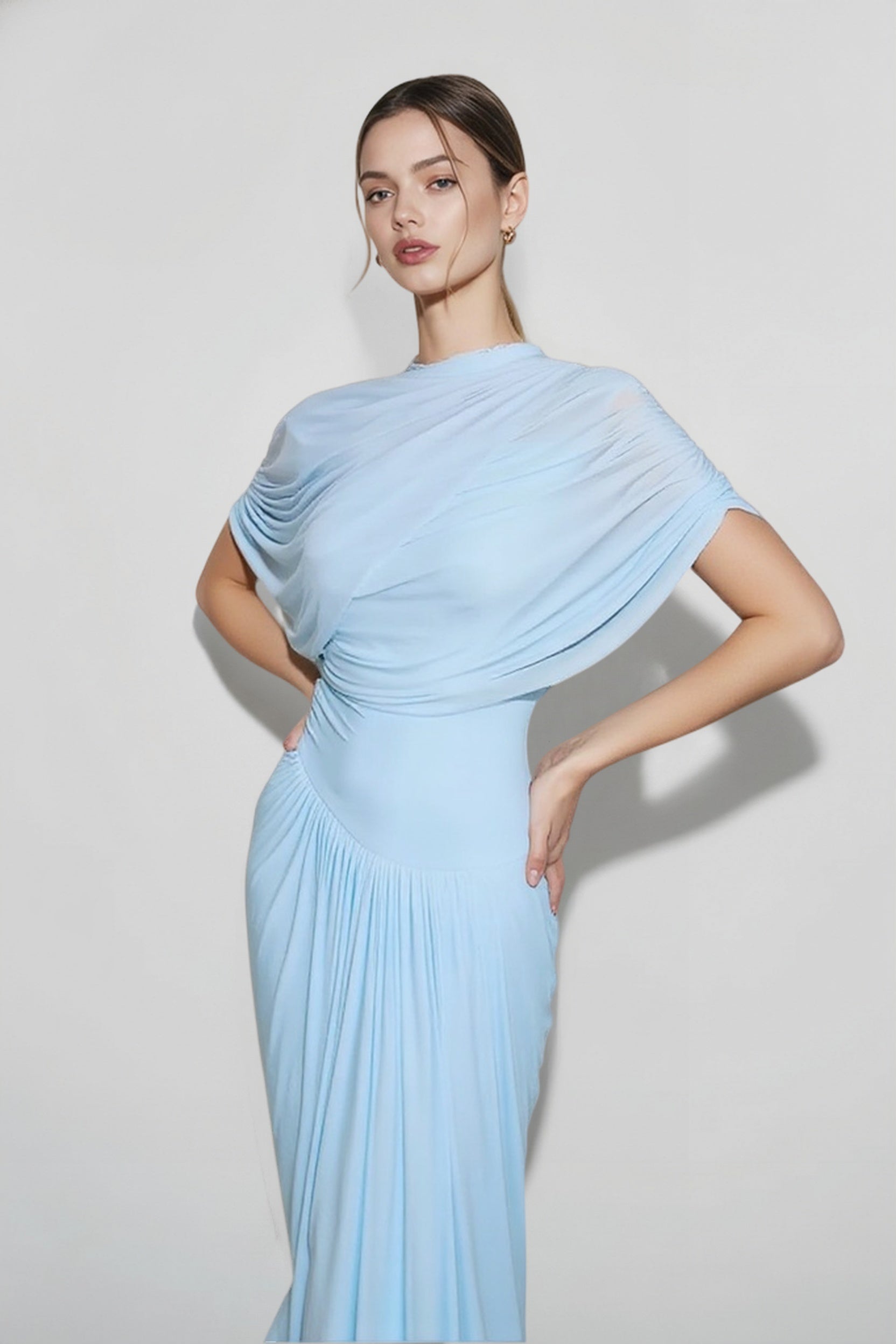 Sky Blue Sleeveless Formal Party Maxi Dress