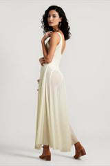 Spaghetti Strap Mesh Maxi Dress
