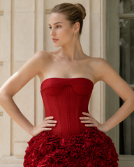 Red Strapless Bandage Sexy Bodycon Party Dress