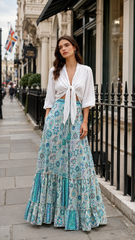 Vacation Floral Maxi Swing Skirt