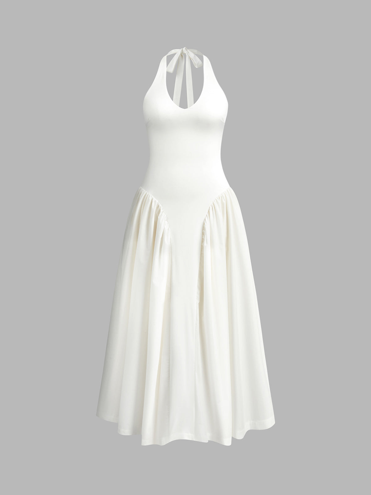 Semi-Sheer Halter Backless Zipper Low Cut Dress