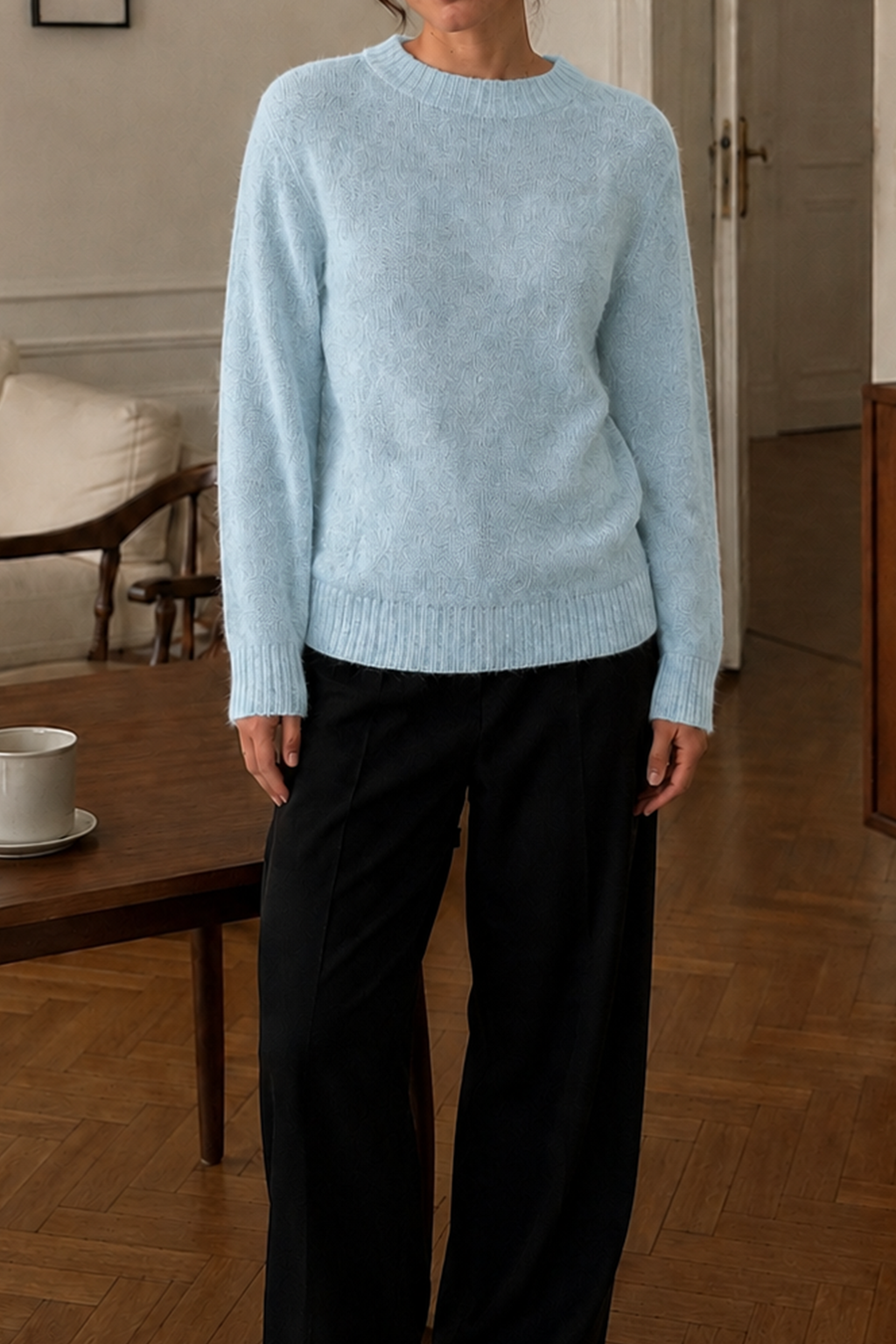 Mohair Round Neck Knit Top