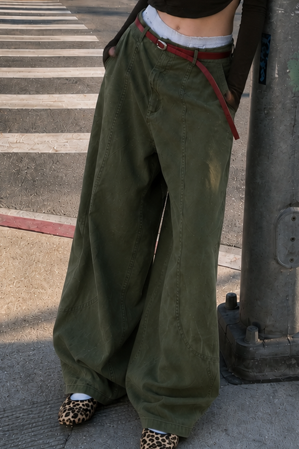 Washed Curved Loose Slouchy Floor-length Jeans