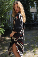 Retro Floral Long Sleeve Boho Dress