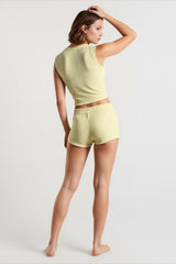 Knit Crop Top Bodycon Shorts Vacation Set