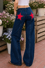 Y2K Star Patch Contrast Wash Jean