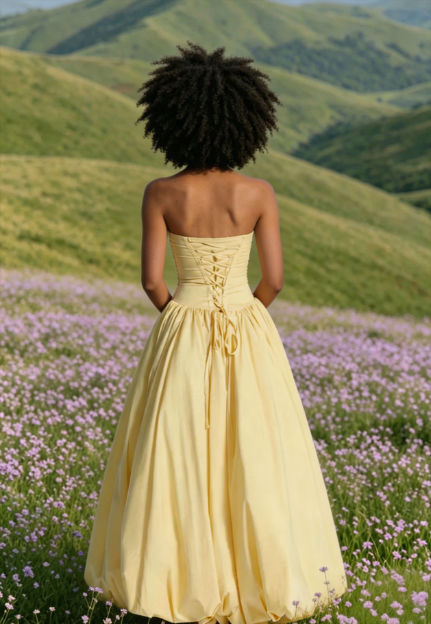 Strapless Ruched A Line Formal Dress