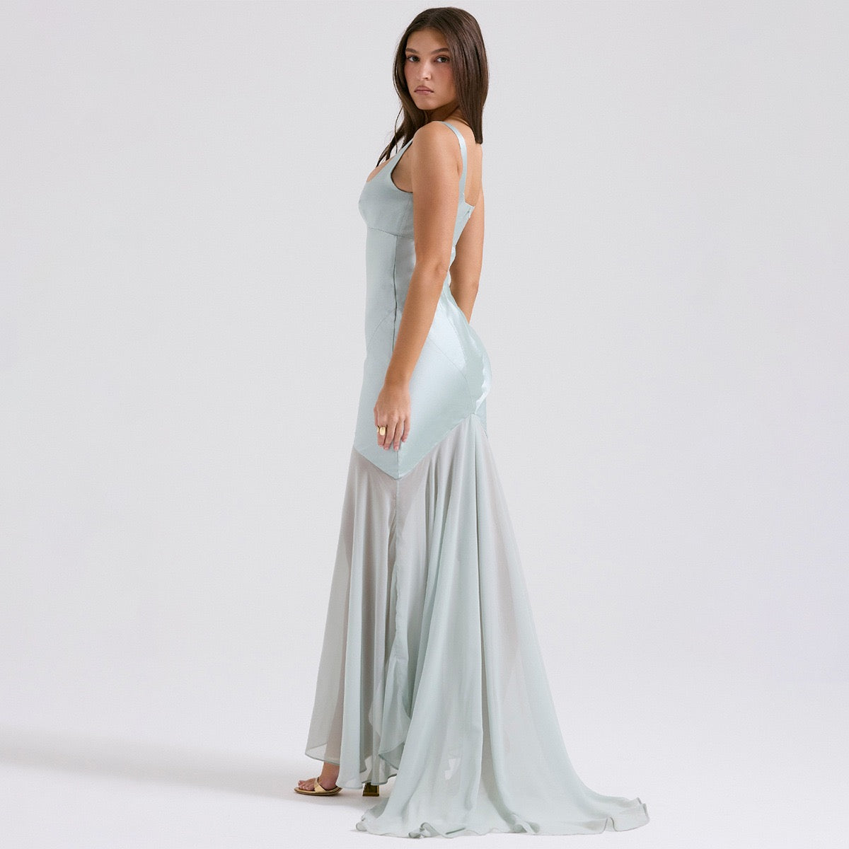Sheer Overlay Long Dress